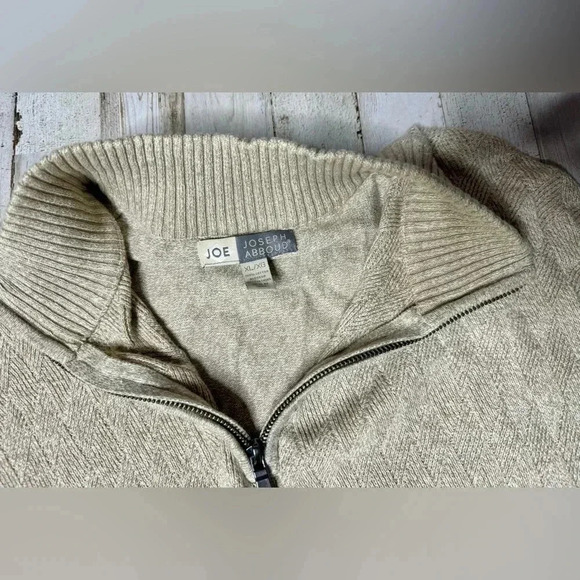 Joseph Abboud Joe Sweater Shirt Men XL Beige Quarter Neck Zip Classic Cotton - Picture 4 of 13